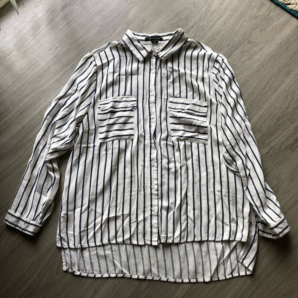 New Look Women’s Vertical Navy Striped Blouse